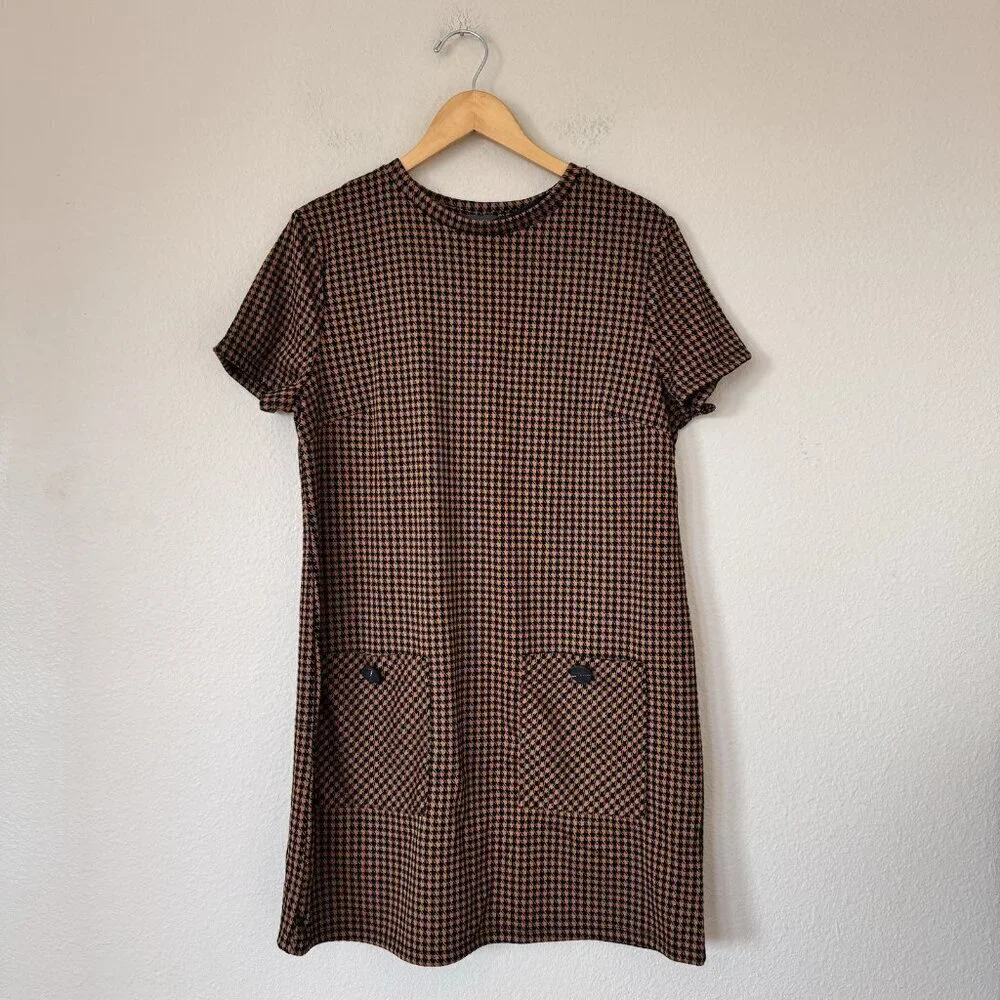 Brown Houndstooth Dress Womens Dress Size 10 Womens Dress Ladies Primark Brown - Picture 7 of 7